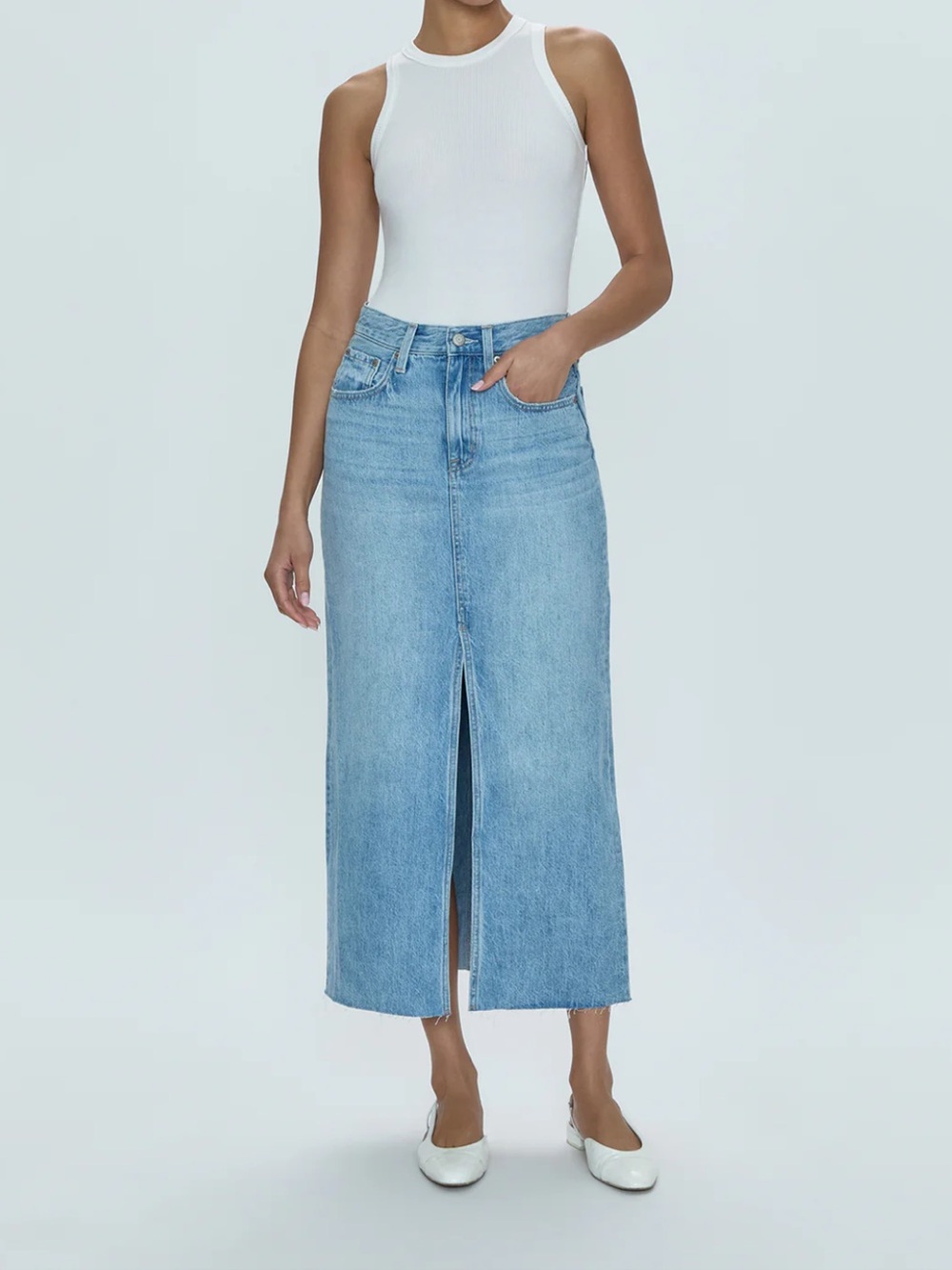 Pistola Light Blue Denim Midi Skirt